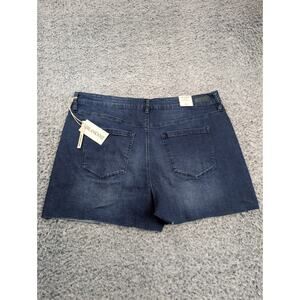 BLANKNYC Shorts Women 20W Blue Distressed High Rise Denim Stretch Button Fly